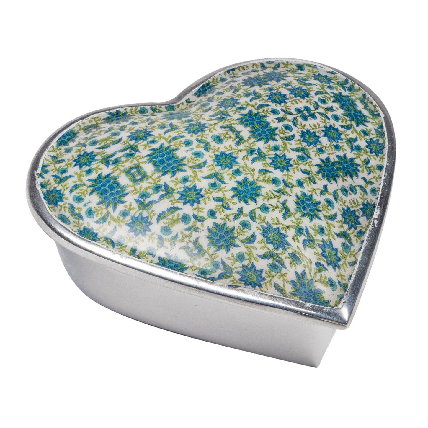 Large Jaipur Floral Print Aluminium Heart Box