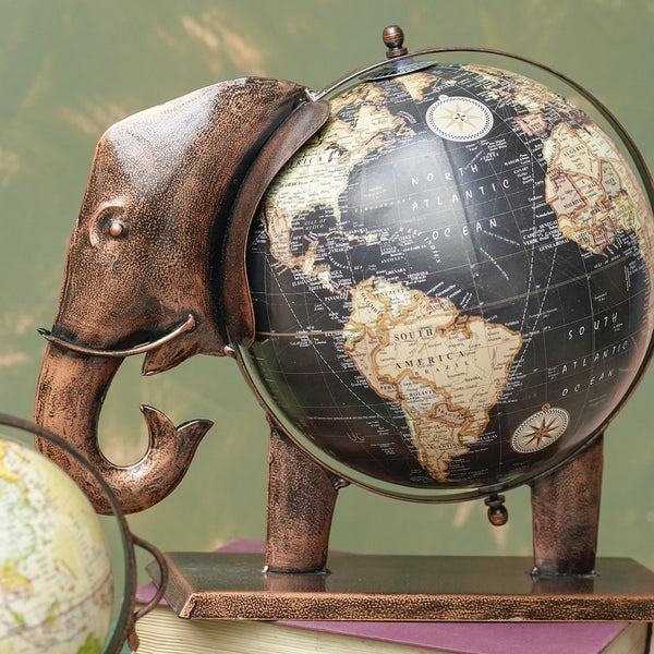 Large Metal Elephant Globe