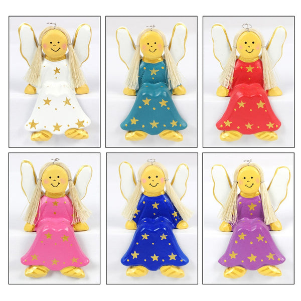 Handmade Wooden Angel Shelf Sitter in Various Colours