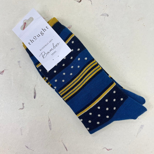 Thought Spot and Stripe and Plain Bamboo Socks 7 - 11