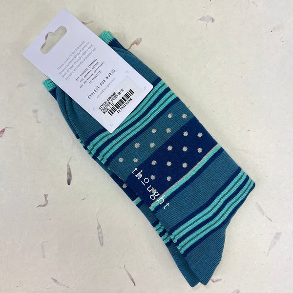 Thought Spot and Stripe and Plain Bamboo Socks 7 - 11