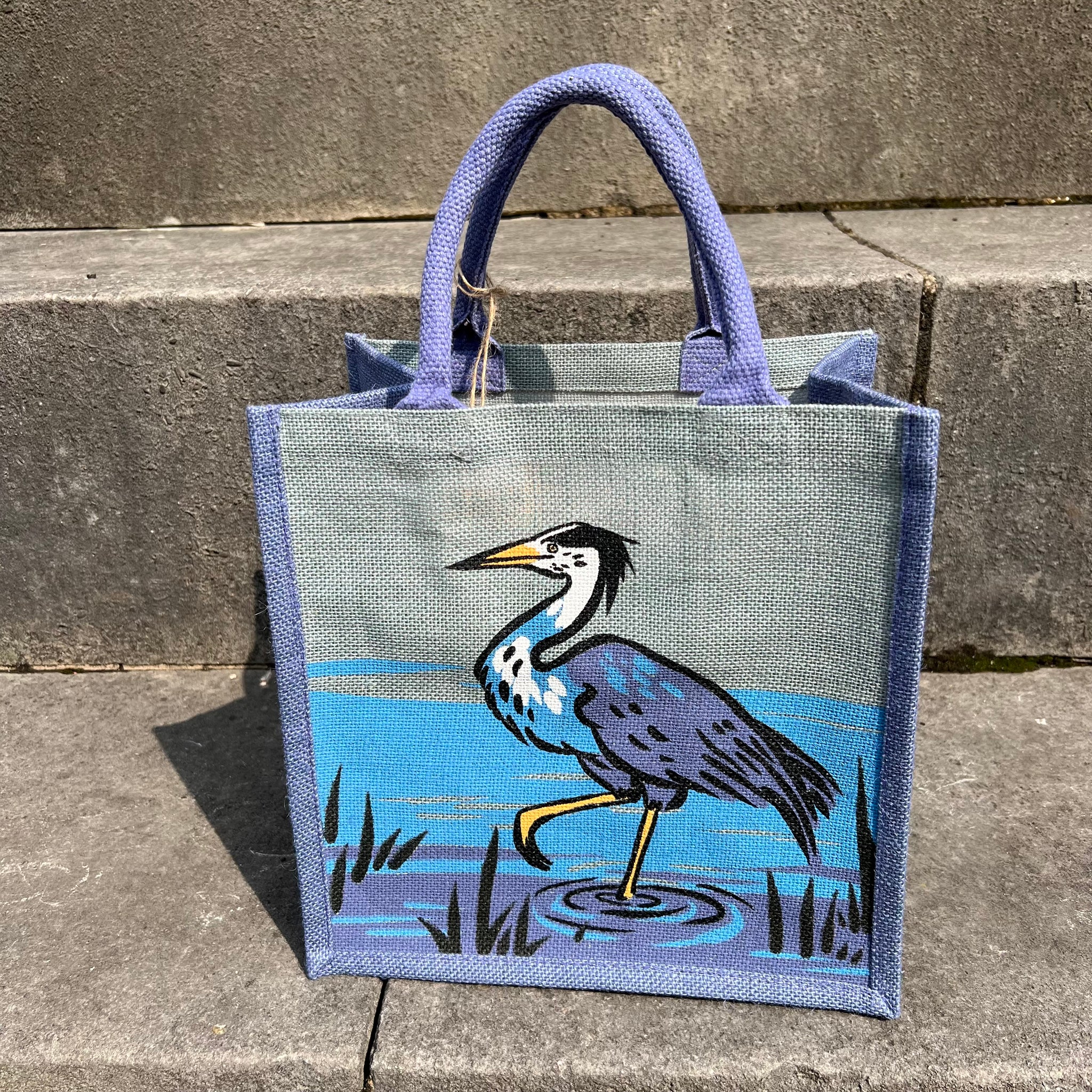 Blue Heron Jute Bag