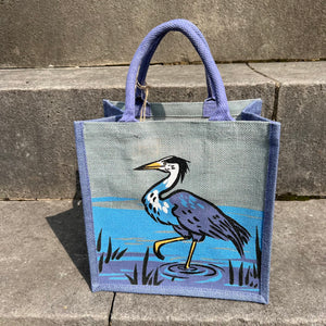 Blue Heron Jute Bag