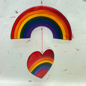 Rainbow with a Heart, an Angel or 5 Birds Suncatchers