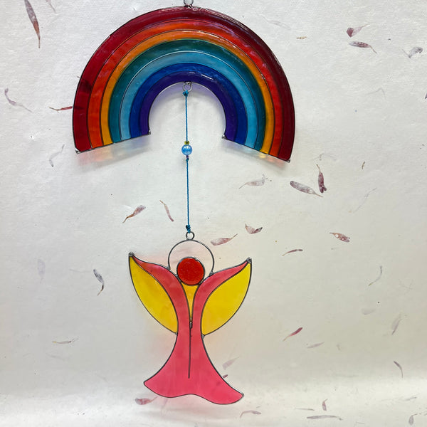 Rainbow with a Heart, an Angel or 5 Birds Suncatchers