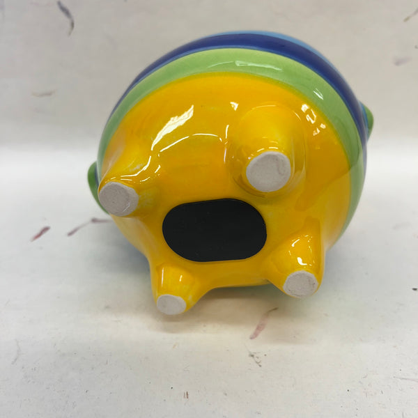 Rainbow Stripe Handpainted Ceramic Pig Money Box