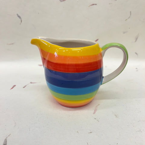 Small Handpainted Ceramic Rainbow Stripe Jug