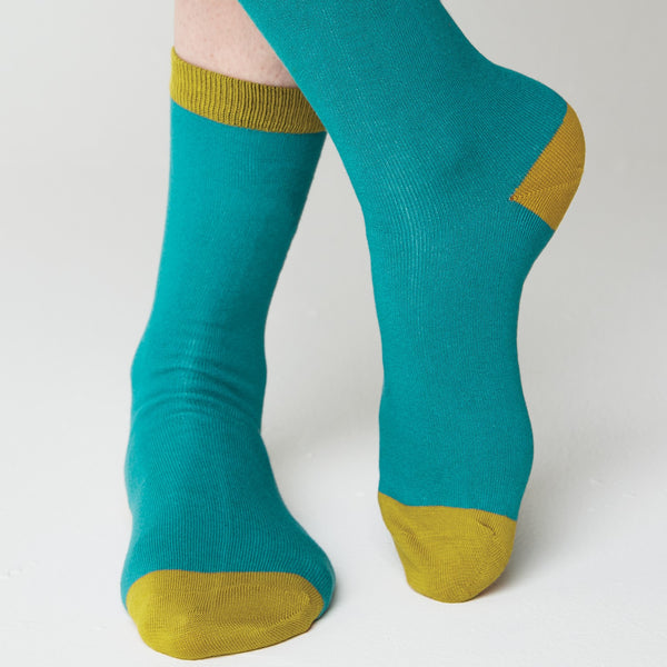 Plain Bamboo Socks 4 - 8 with Coloured Toes, Tops and Heels