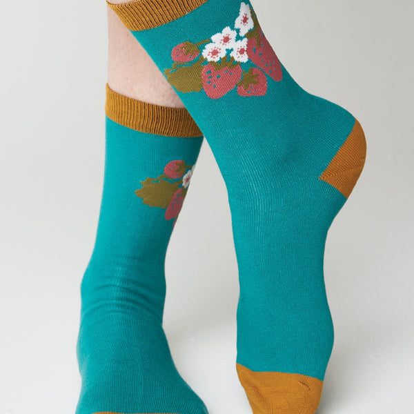 Strawberry Garland Bamboo Socks 4 - 8