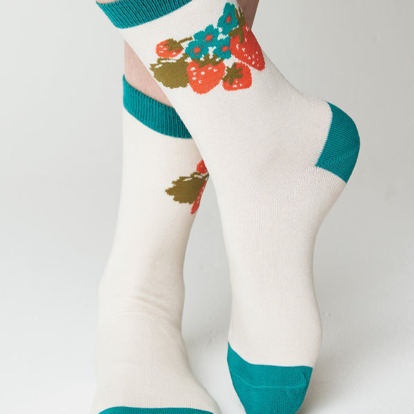 Strawberry Garland Bamboo Socks 4 - 8