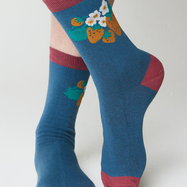 Strawberry Garland Bamboo Socks 4 - 8