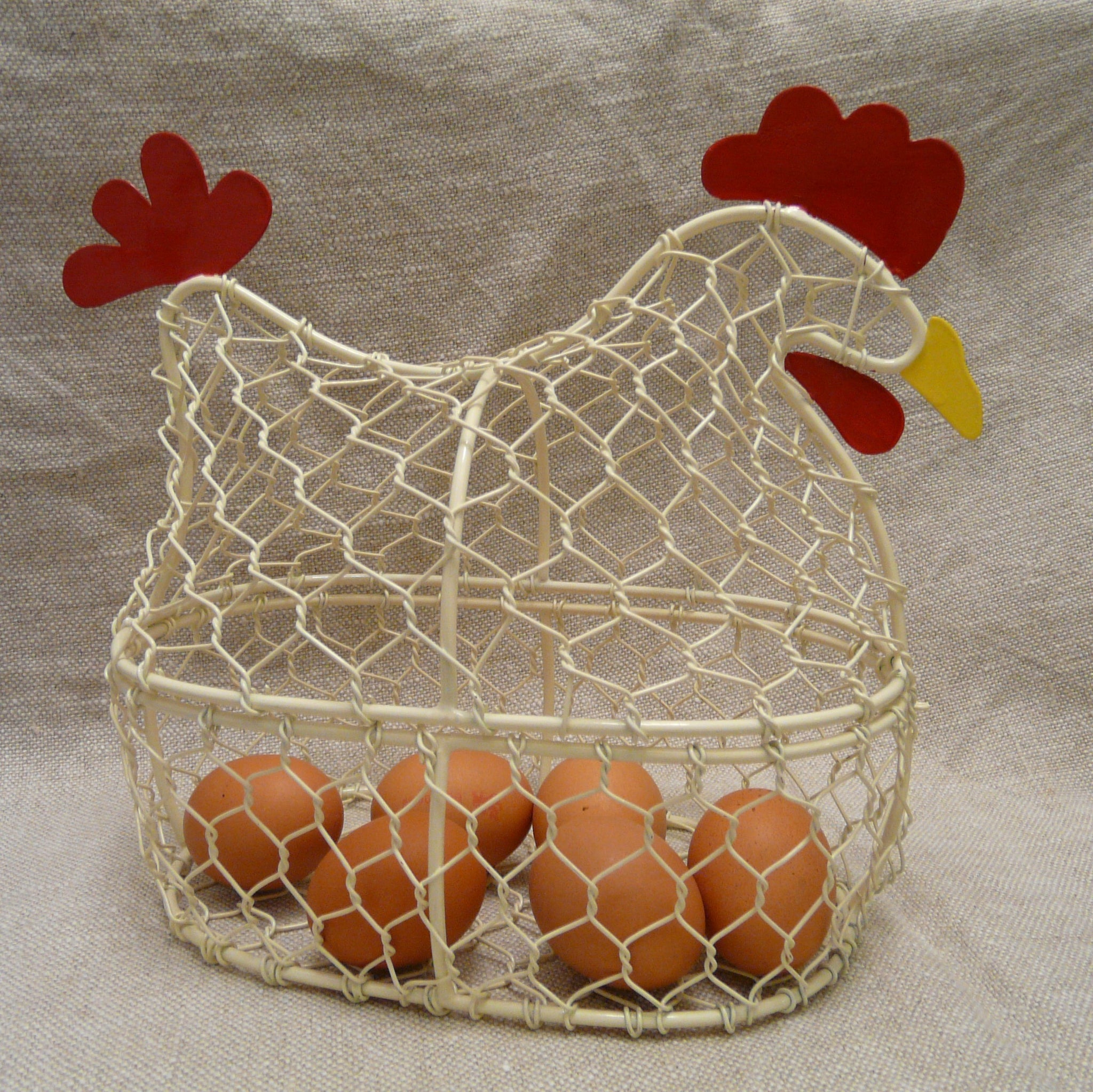 Cream Hen Egg Storage Basket