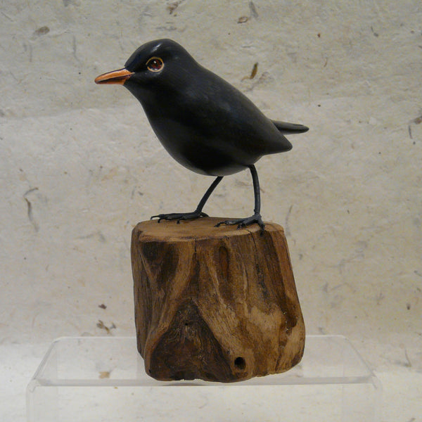 Blackbird - Hand-carved Painted Wooden Bird