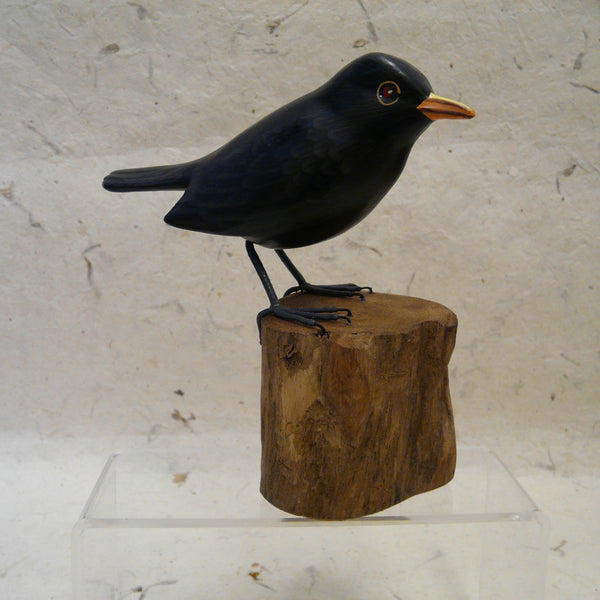 Blackbird - Hand-carved Painted Wooden Bird