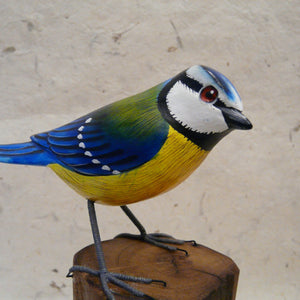 Blue Tit - Hand-carved Painted Wooden Bird