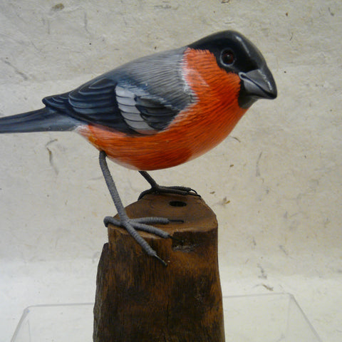 Bullfinch - Hand-carved Painted Wooden Bird