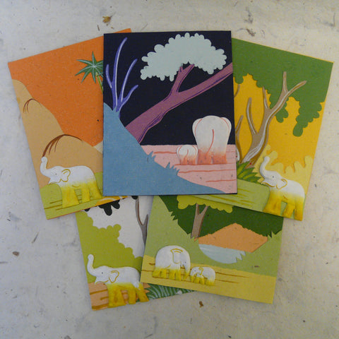 Selection of 5 Elephant Dung Paper Eco Maximus Cards