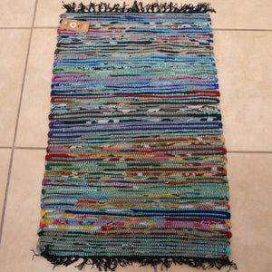 Turquoise Recycled Fleece and Cotton Rug 60x90cms