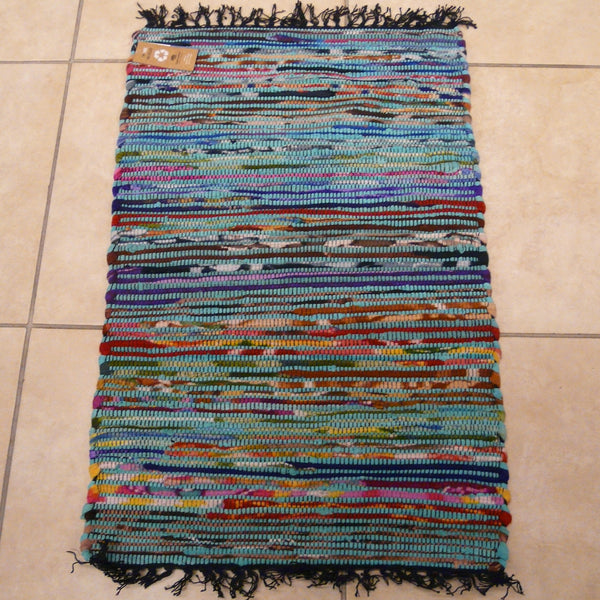 Turquoise Recycled Fleece and Cotton Rug 60x90cms