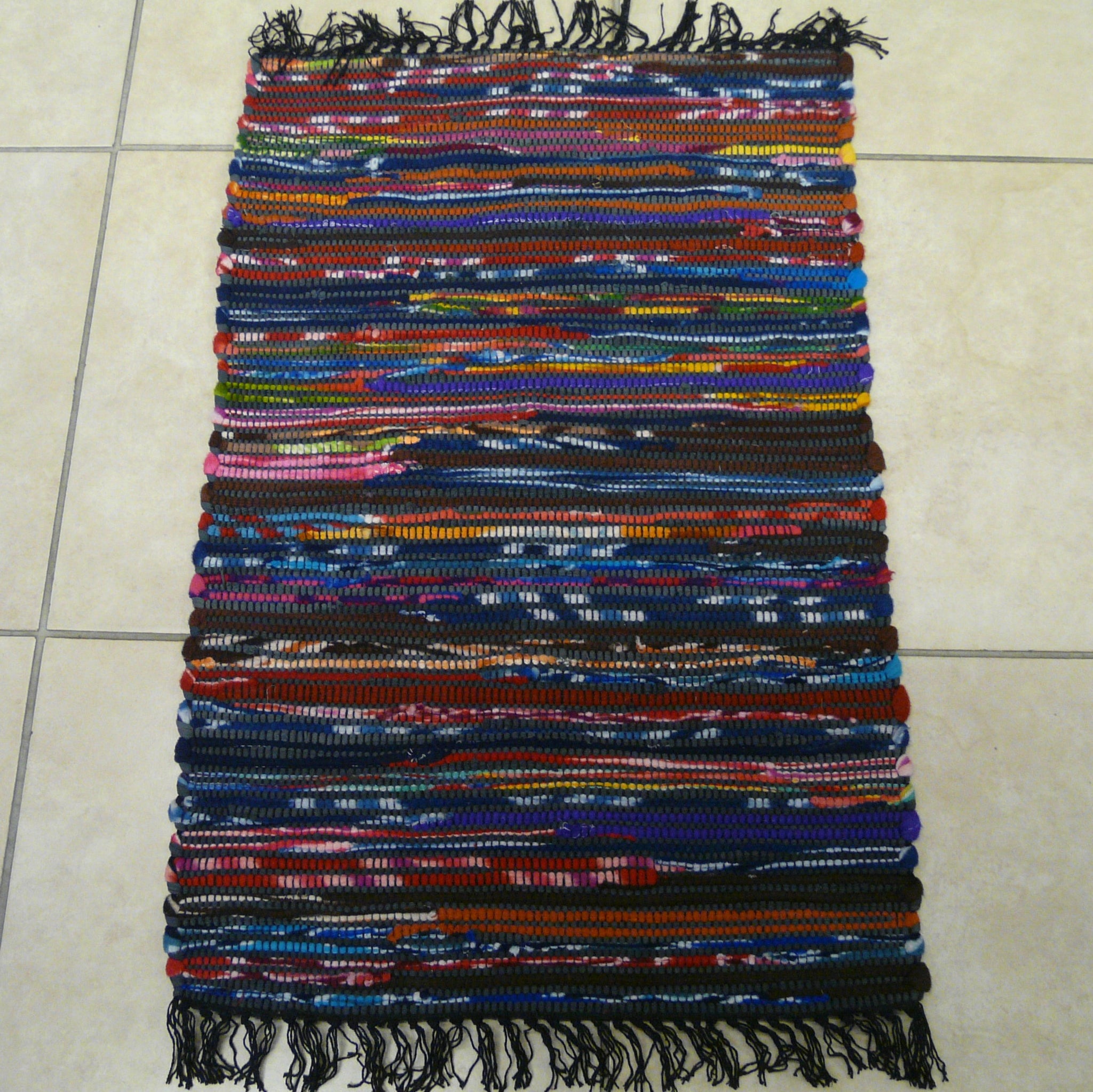 Black Recycled Fleece and Cotton Rug 60x90cms