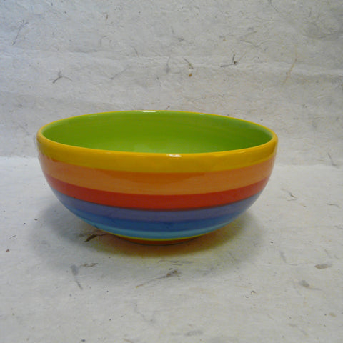 Handpainted Ceramic Rainbow Stripe Cereal Bowl