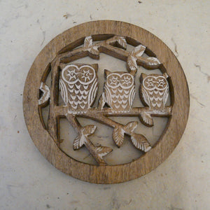 Three Owls Mango Wood Trivet