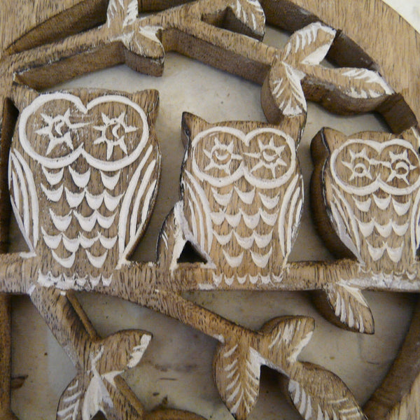 Three Owls Mango Wood Trivet