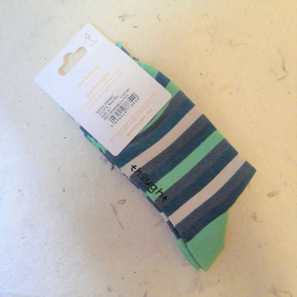 Shades of Green and Blue Striped Socks 4 - 7