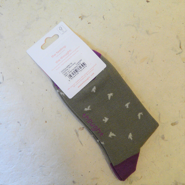 Dusty Olive Green with White Dove Socks 4 - 7
