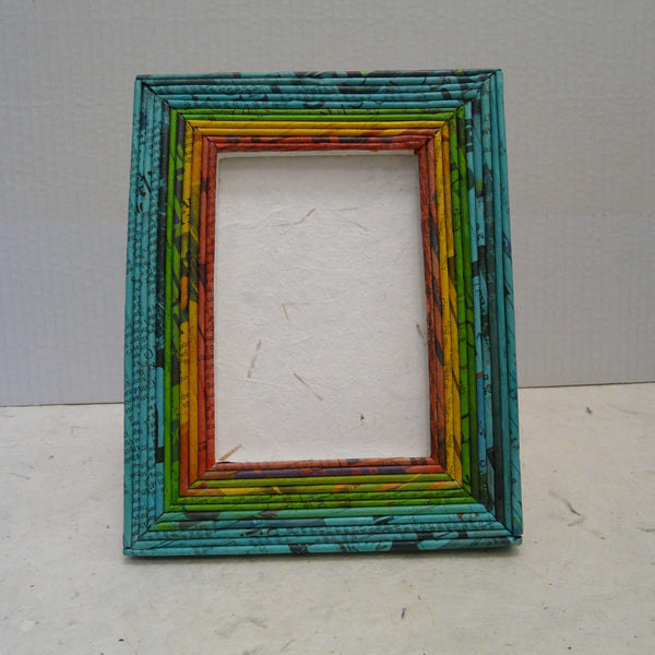 Recycled Newspaper Picture Frame Turquoise/Green/Yellow/Red