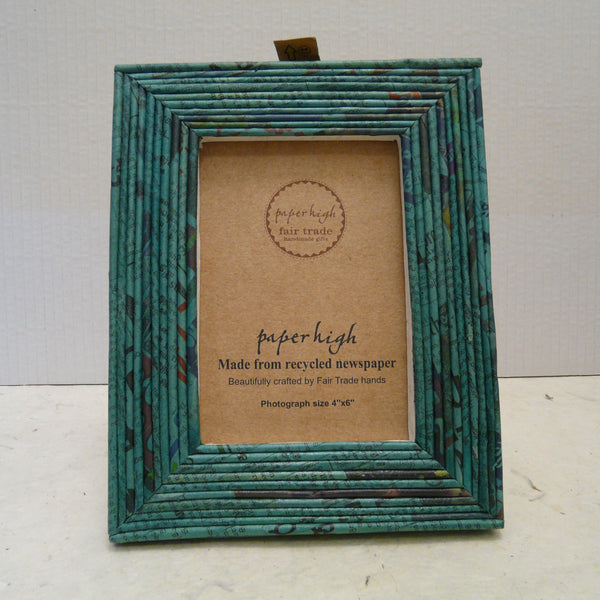 Recycled Newspaper Picture Frame Teal