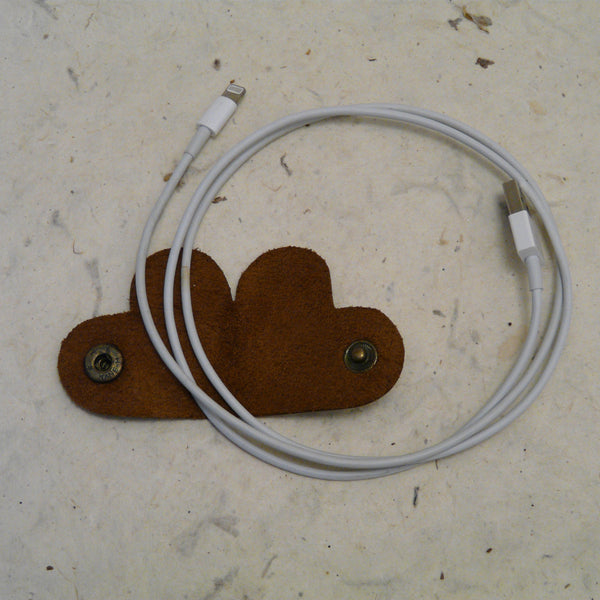 Brown Buffalo Leather Heart Cable Tie