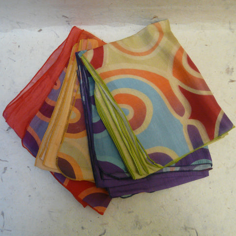 Hand Printed Fair Trade Swirl Pattern Silk Scarves