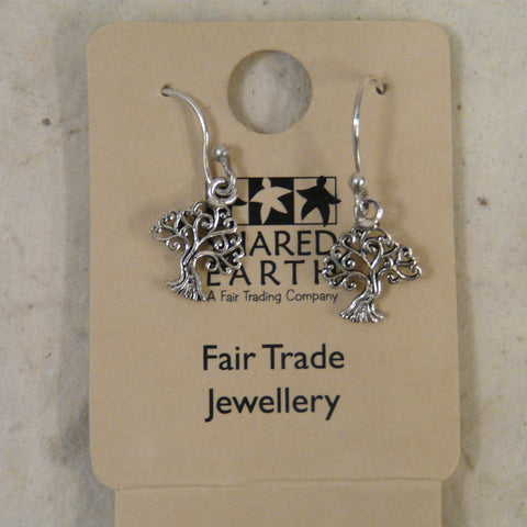 Silver Coloured Fair Trade Tree of Life Earrings