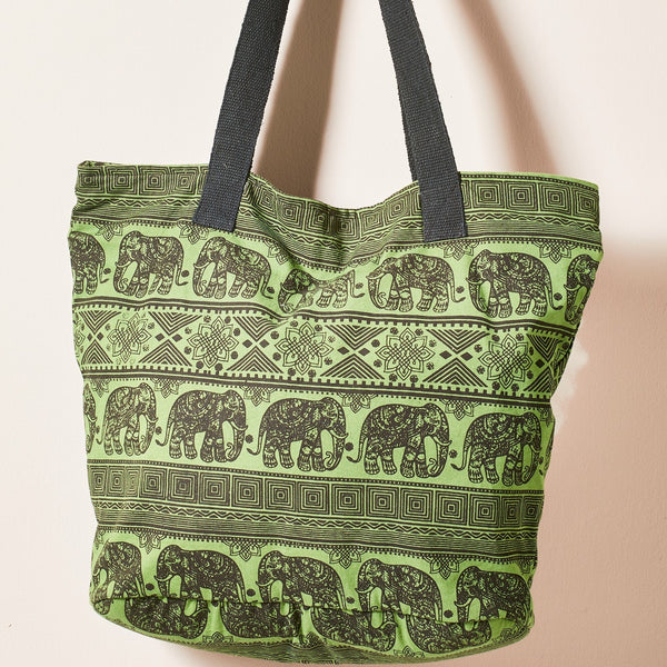 Elephant Print Fair Trade Cotton shopping Bag