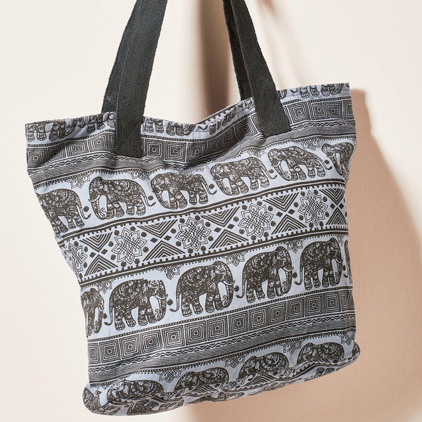 Elephant Print Fair Trade Cotton shopping Bag