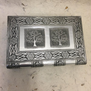 Tree of Life Embossed Aluminium Silver Finish Jewellery Box