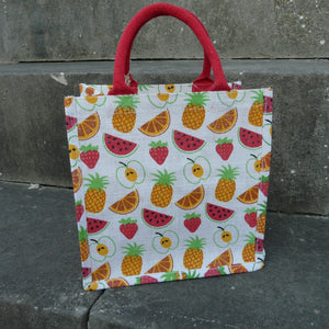 fair-trade-jute-shopping-bag-square-white-red-orange-green-fruit-apple-orange-pineapple