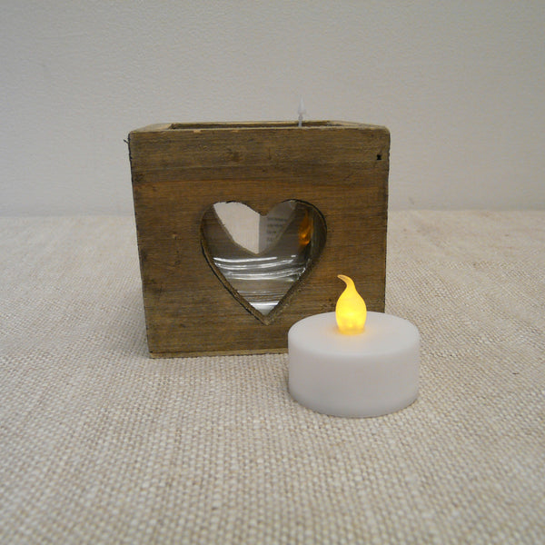Driftwood Tealight Holder with Heart Cut Out