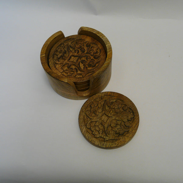 P1110179-Fair-Trade-carved-Mango-wood-Malabar-Vine-Coasters-1-with-Holder