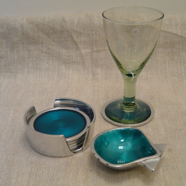 P1110256-Fair-Trade-Recycled-Aluminium-Turquoise-Coaster-set-with-glass-and-shell-dish