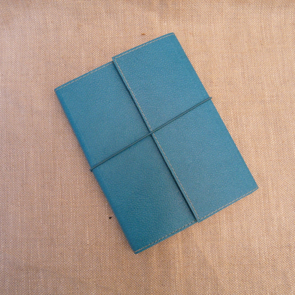Spiral Bound Handmade Turquoise A5 'Cotton Leather' Journal