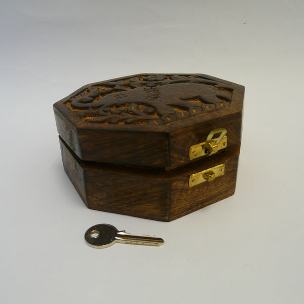 P1110368-fair-trade-mango-wood-octagonal-elephant-design-carved-box-with-key
