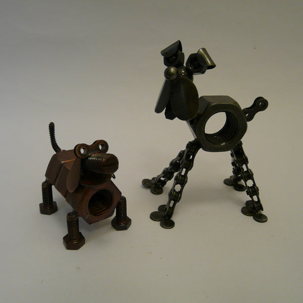 P1110416-fair-trade-upcycled-bike-chain-short-nut-dog-with-tall-dog-front-view