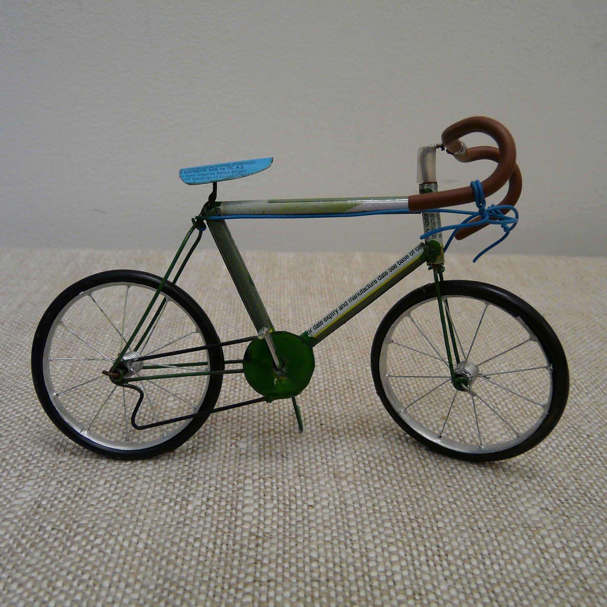 Model Racing Bicycle made from Upcycled Cans