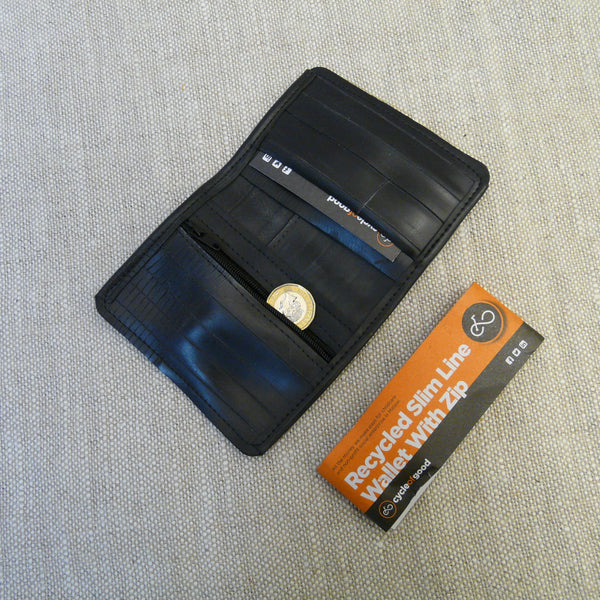 Recycled Inner Tube Slim Line Wallet with Zip