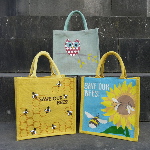 Bees and Sunflower Jute Bag