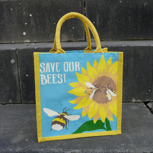 Bees and Sunflower Jute Bag