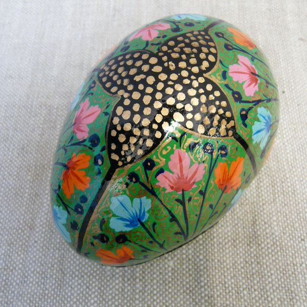 Mid Green Hand Painted Papier Mache Easter Egg Box