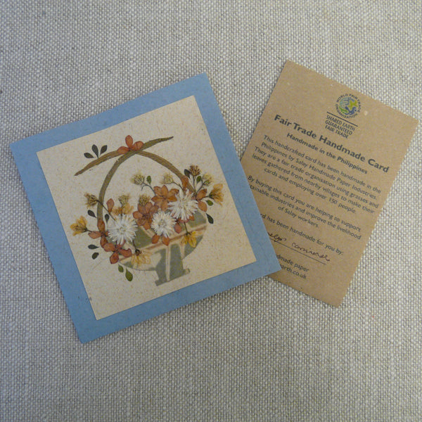 Harvest Flowers in Basket Handmade Fair Trade Greetings Card